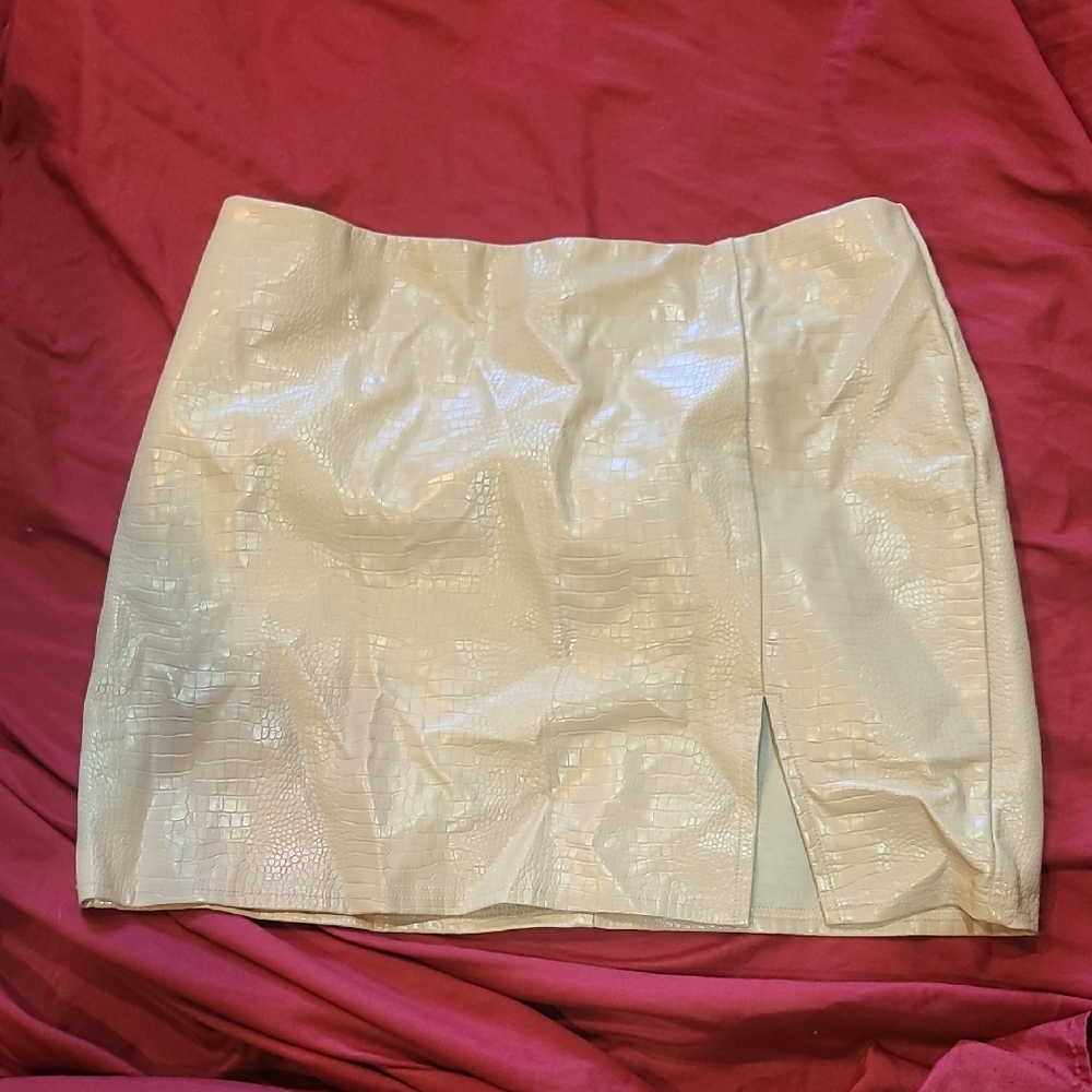 Fashion Nova Cream Mini Skirt